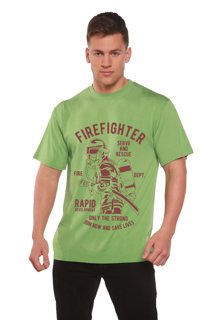T-shirt graphique à manches courtes en viscose de bambou et coton biologique pour homme du service des pompiers