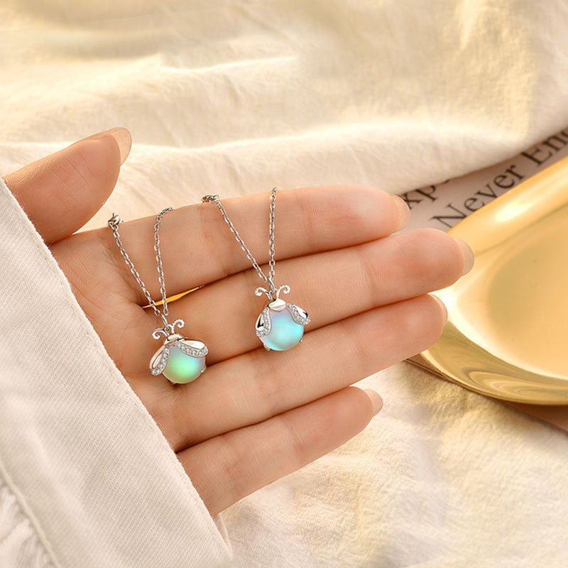 Moonstone Firefly Pendant Necklace Sterling Silver Handmade Gemstone Necklace