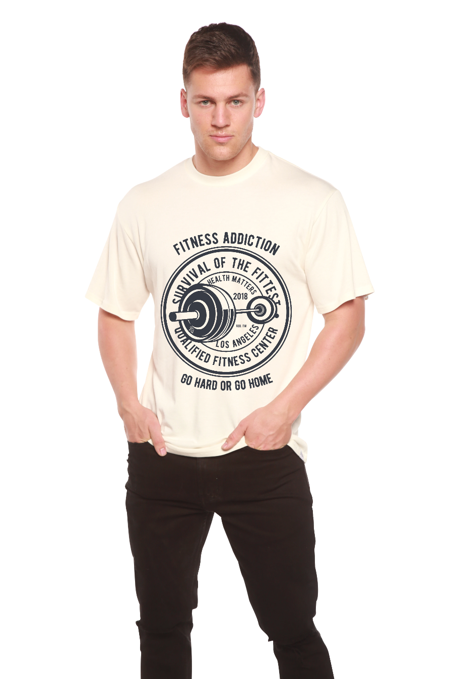 T-shirt graphique à manches courtes en bambou/viscose et coton biologique pour homme Fitness Addiction