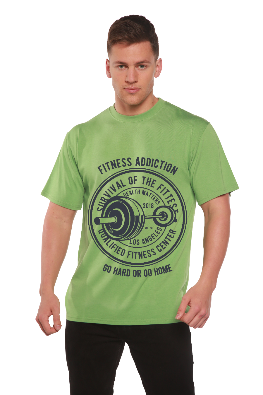 T-shirt graphique à manches courtes en bambou/viscose et coton biologique pour homme Fitness Addiction