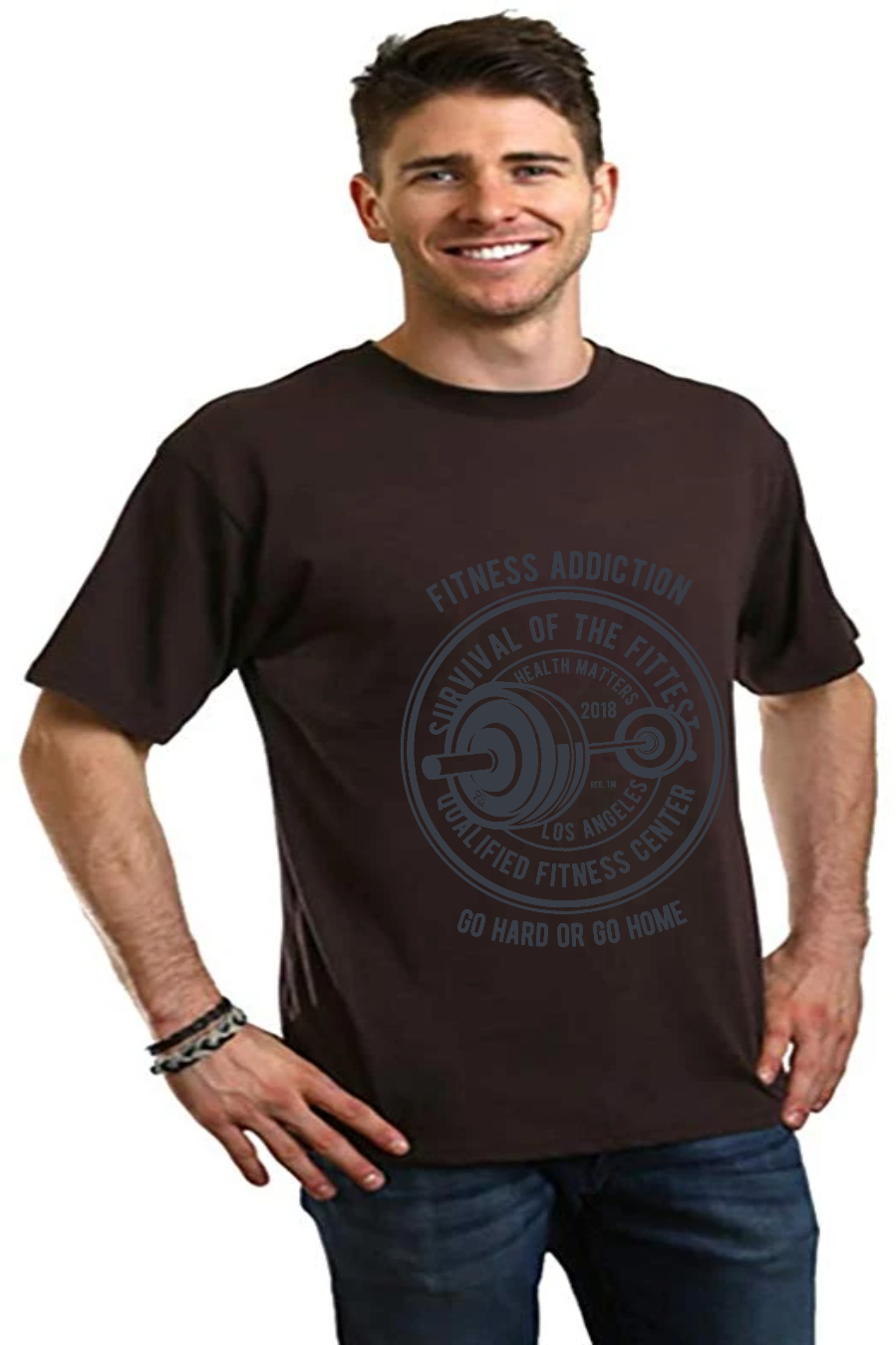 T-shirt graphique à manches courtes en bambou/viscose et coton biologique pour homme Fitness Addiction