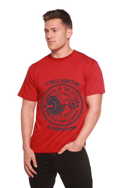 T-shirt graphique à manches courtes en bambou/viscose et coton biologique pour homme Fitness Addiction