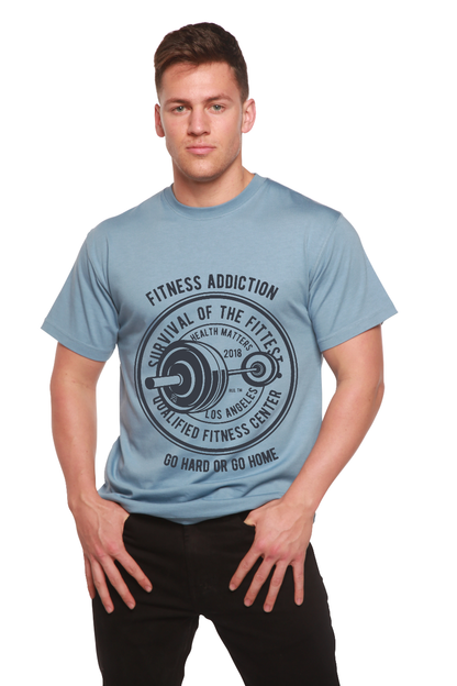 T-shirt graphique à manches courtes en bambou/viscose et coton biologique pour homme Fitness Addiction