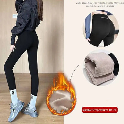 Fleece Thickened Winter Shark Pants High Waist Leggings