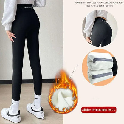 Fleece Thickened Winter Shark Pants High Waist Leggings