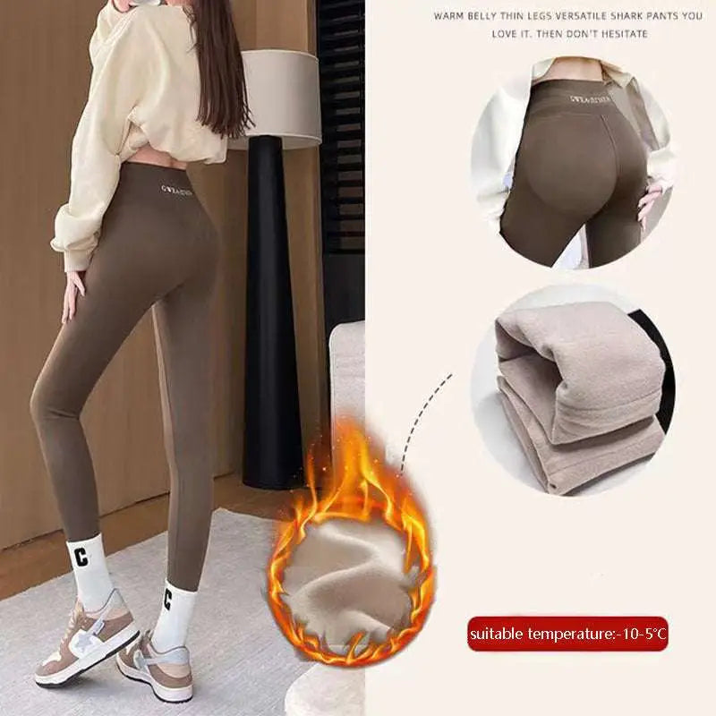 Fleece Thickened Winter Shark Pants High Waist Leggings