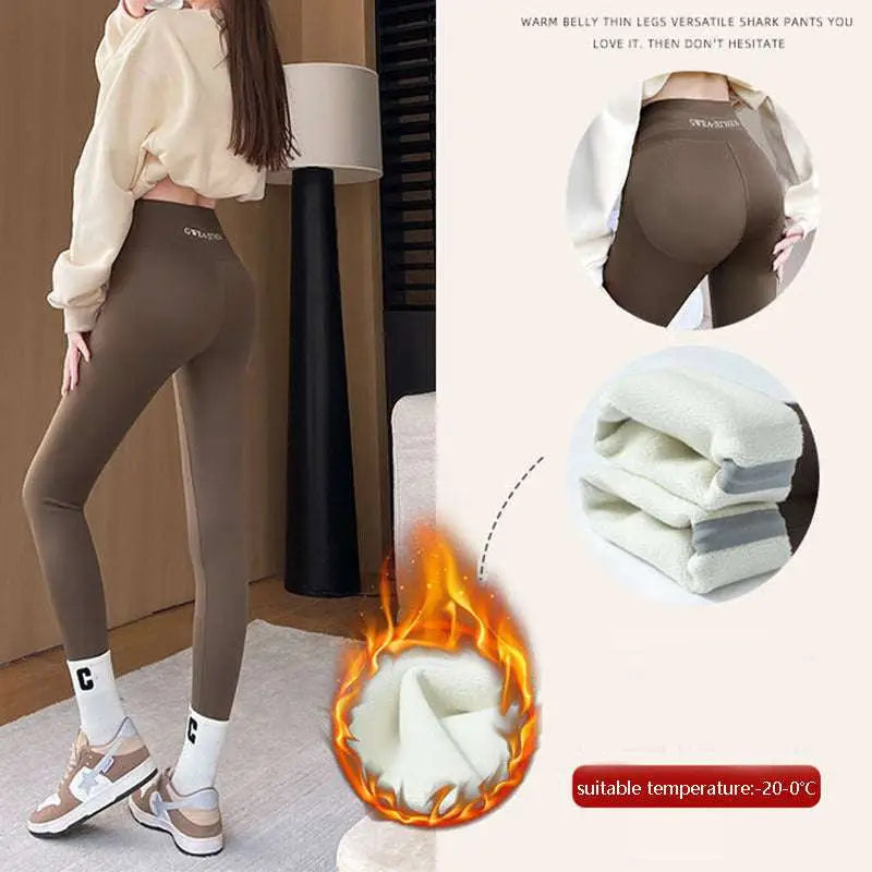 Fleece Thickened Winter Shark Pants High Waist Leggings