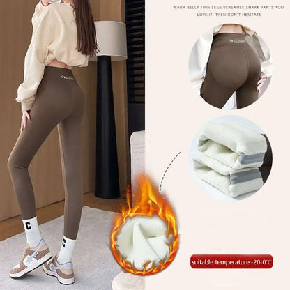 Fleece Thickened Winter Shark Pants High Waist Leggings