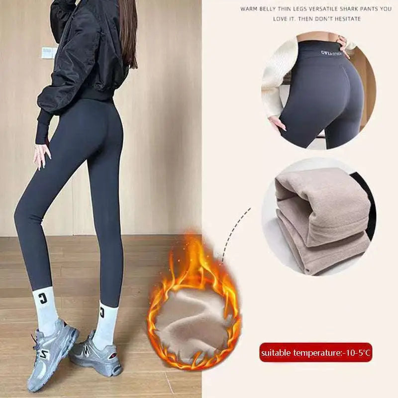 Fleece Thickened Winter Shark Pants High Waist Leggings