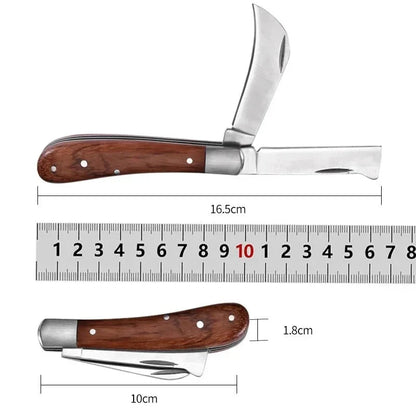 Folding Grafting Garden Knife | Professional Pruning Tool with Wooden Handle