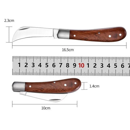 Folding Grafting Garden Knife | Professional Pruning Tool with Wooden Handle