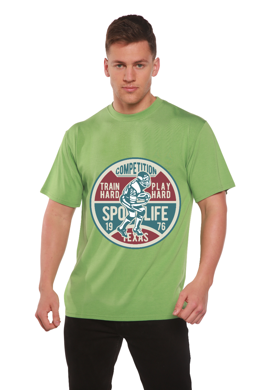 T-shirt graphique à manches courtes en bambou-viscose/coton biologique pour homme - Compétition de football