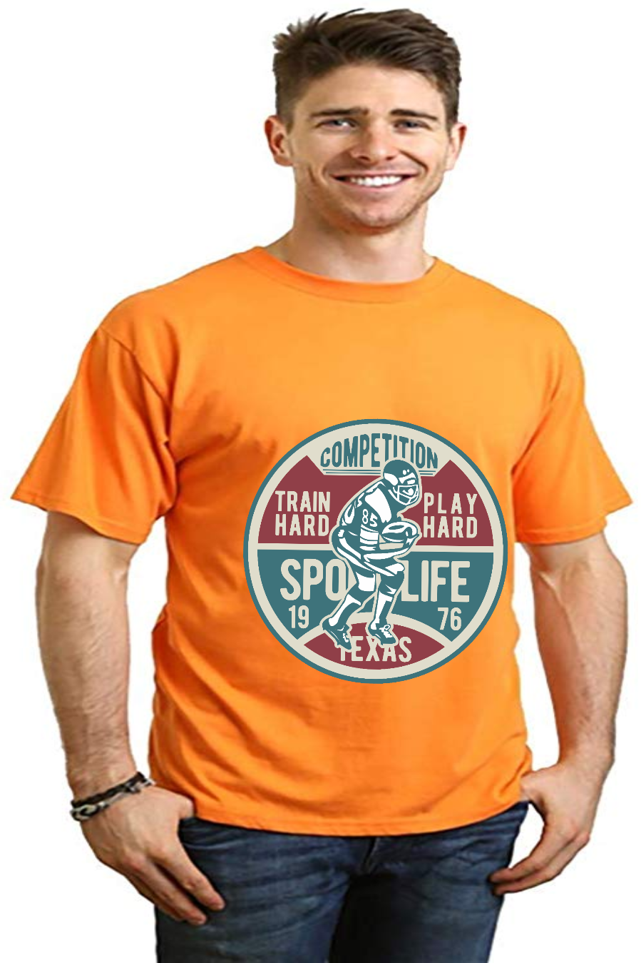 T-shirt graphique à manches courtes en bambou-viscose/coton biologique pour homme - Compétition de football