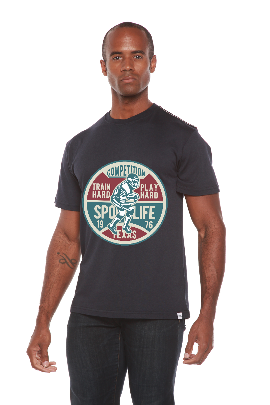 T-shirt graphique à manches courtes en bambou-viscose/coton biologique pour homme - Compétition de football