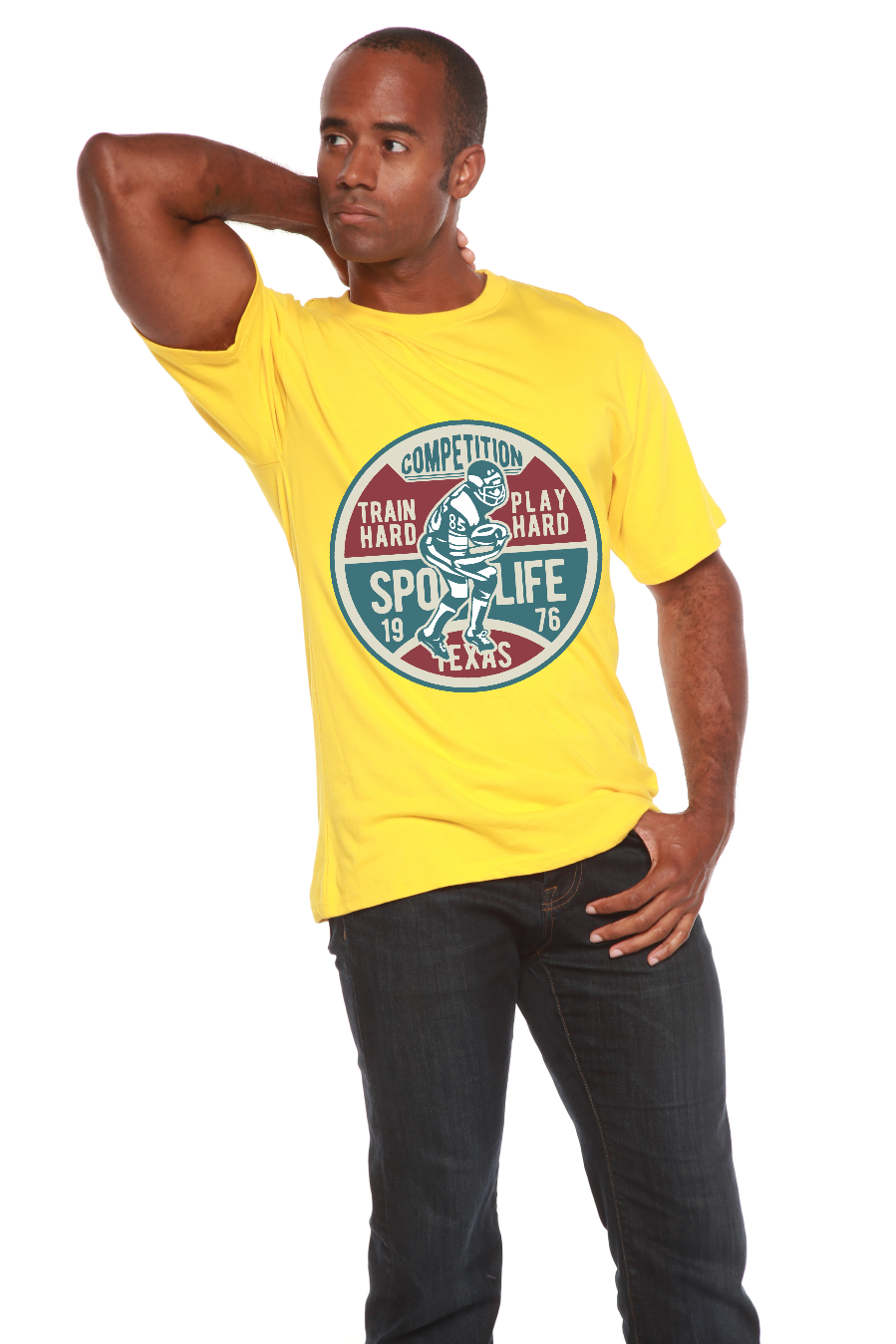 T-shirt graphique à manches courtes en bambou-viscose/coton biologique pour homme - Compétition de football