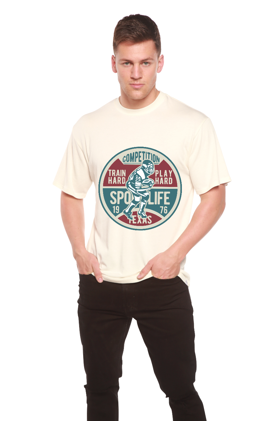 T-shirt graphique à manches courtes en bambou-viscose/coton biologique pour homme - Compétition de football