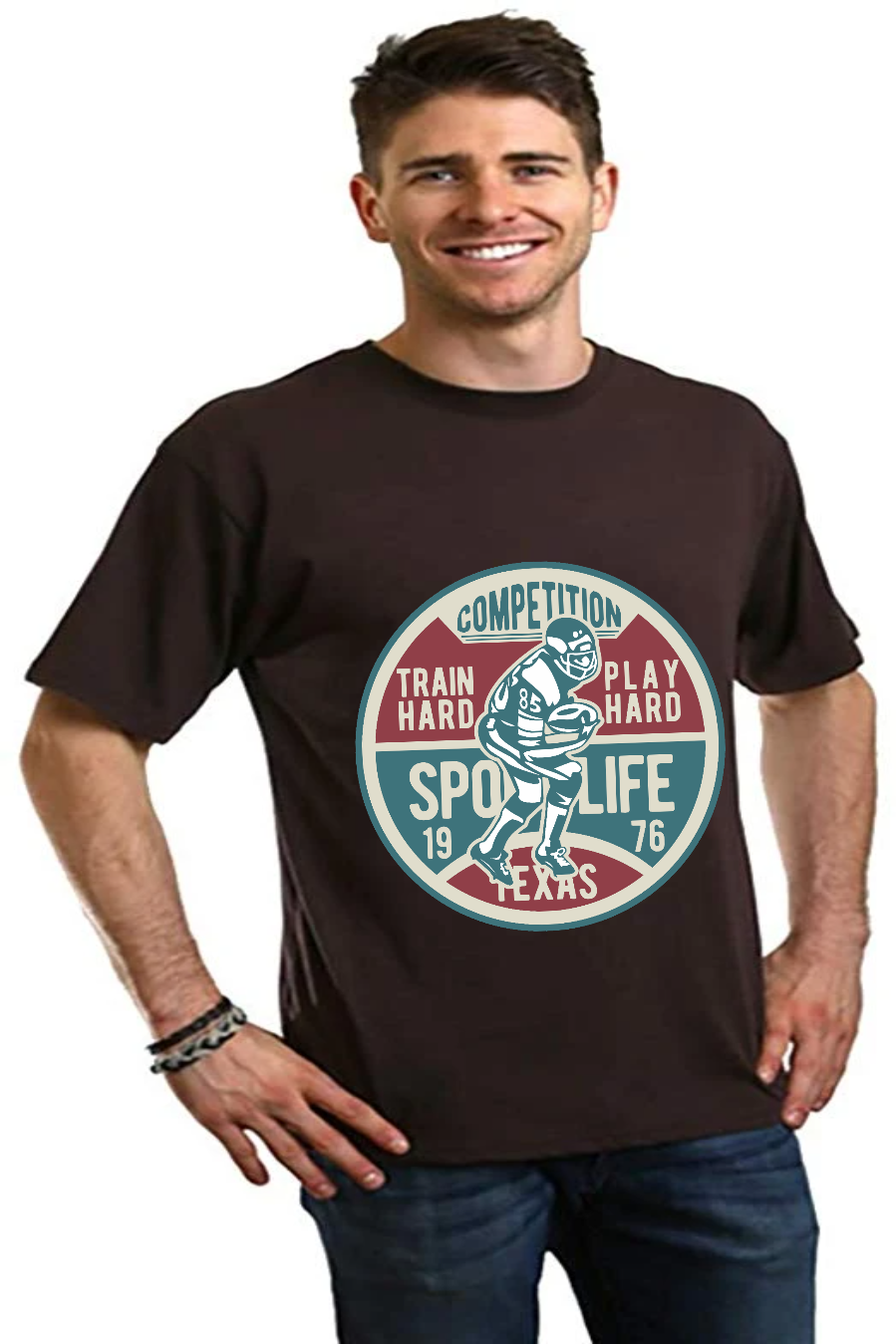 T-shirt graphique à manches courtes en bambou-viscose/coton biologique pour homme - Compétition de football