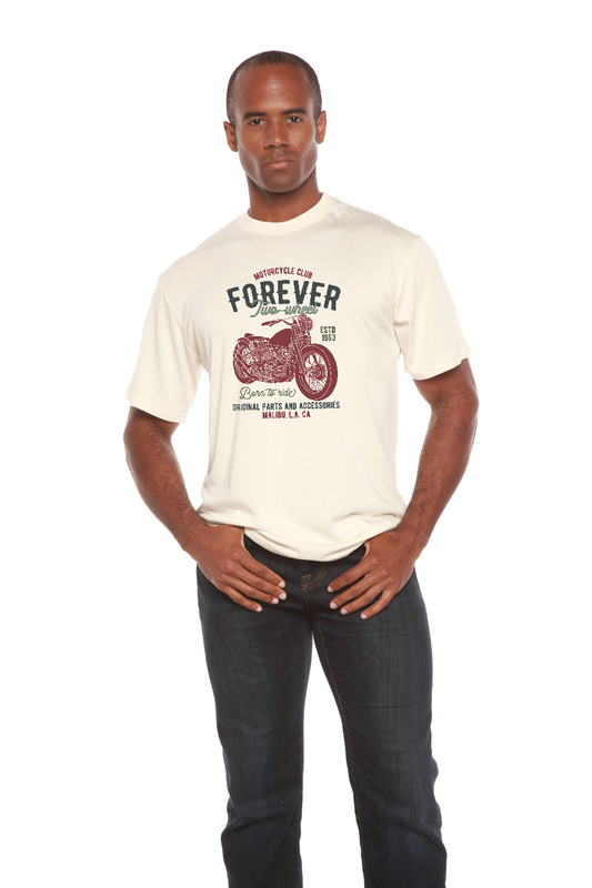Camiseta gráfica de manga corta Forever Two Wheel de viscosa de bambú/algodón orgánico para hombre