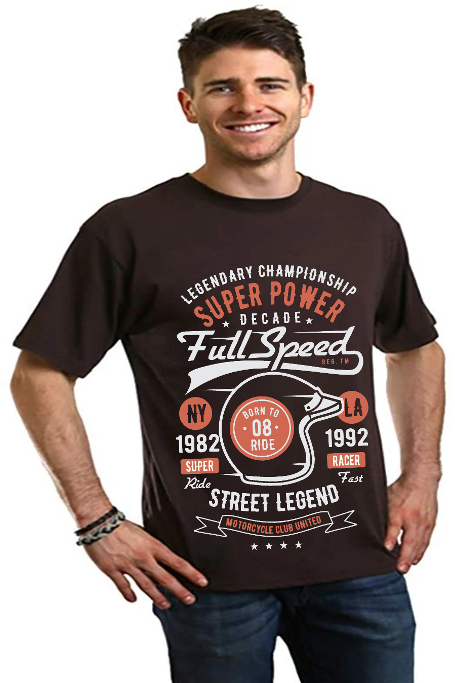 T-shirt graphique à manches courtes en viscose de bambou et coton biologique pour homme Full Speed Super