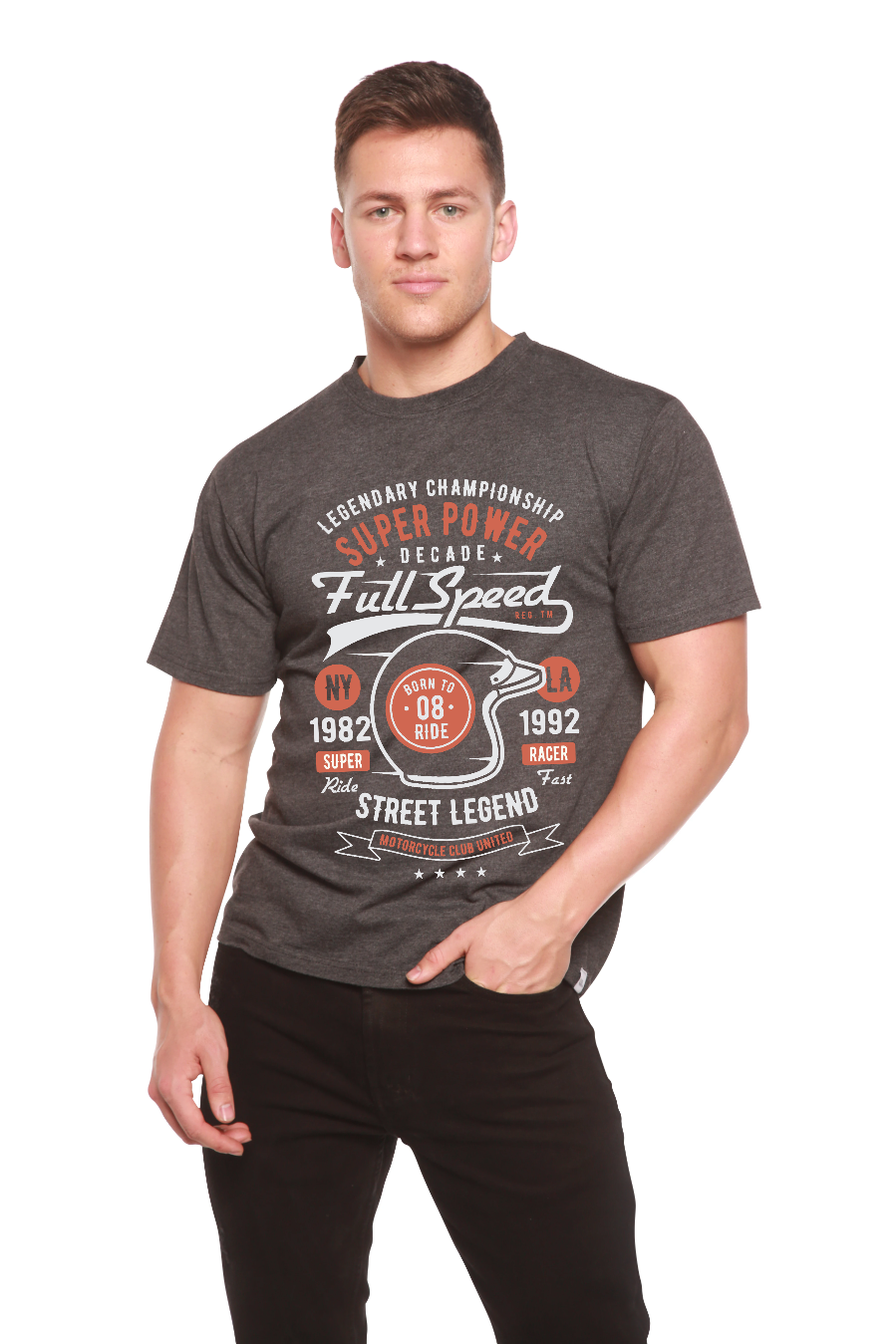 T-shirt graphique à manches courtes en viscose de bambou et coton biologique pour homme Full Speed Super