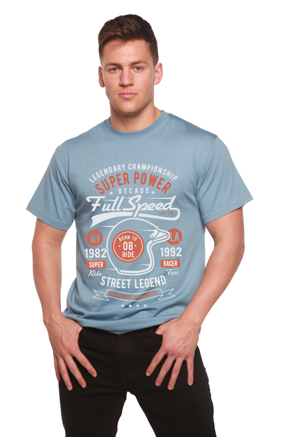 T-shirt graphique à manches courtes en viscose de bambou et coton biologique pour homme Full Speed Super