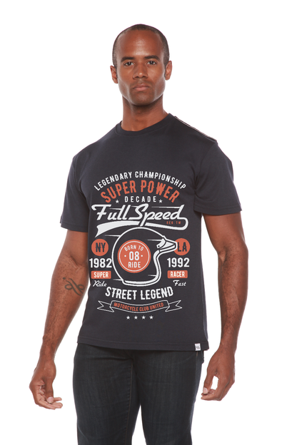 T-shirt graphique à manches courtes en viscose de bambou et coton biologique pour homme Full Speed Super