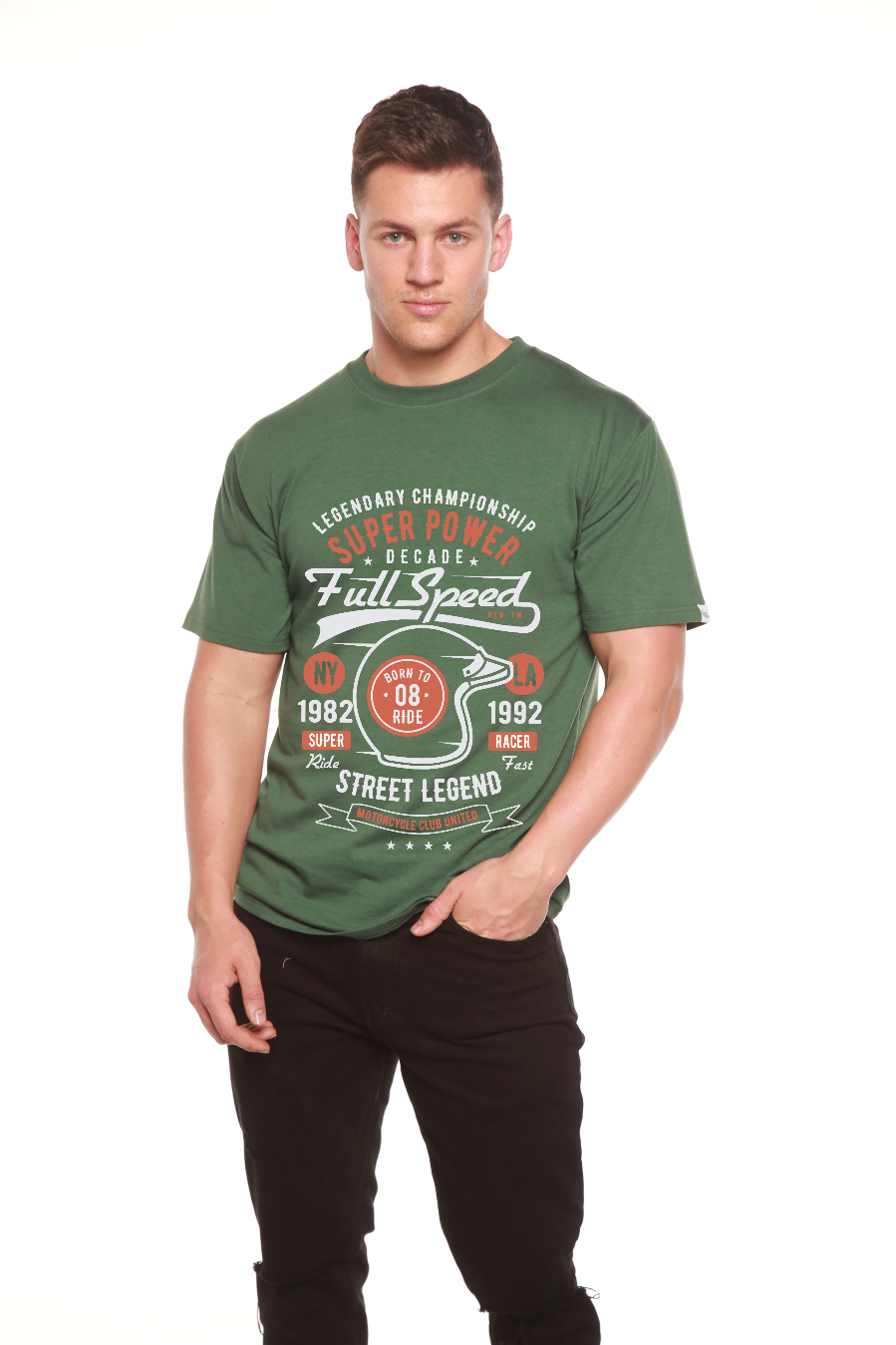 T-shirt graphique à manches courtes en viscose de bambou et coton biologique pour homme Full Speed Super