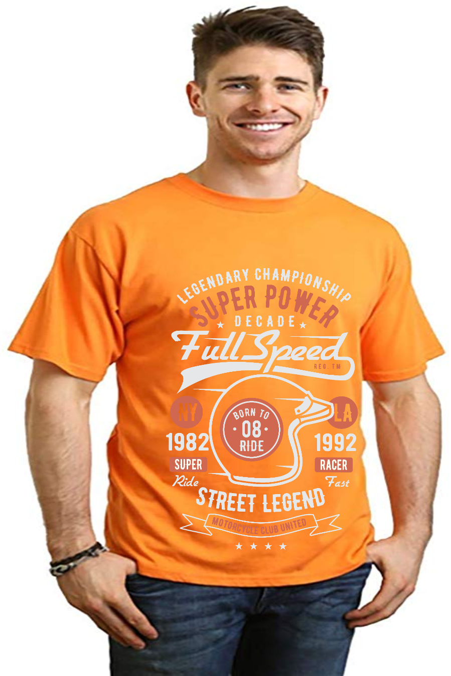 T-shirt graphique à manches courtes en viscose de bambou et coton biologique pour homme Full Speed Super