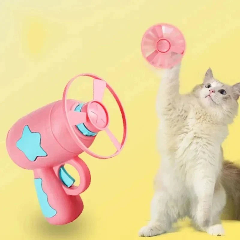 Funny Cat Toy Interactive Flying Disc Launcher
