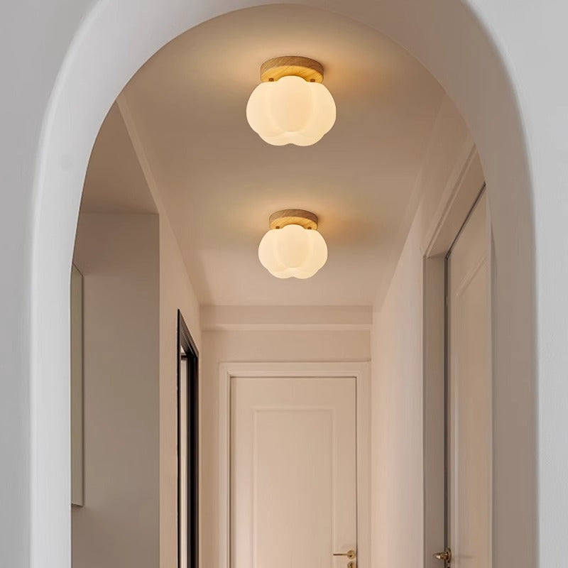 Pumpkin Flush Mount Ceiling Light Modern Round LED Ceiling Lamp