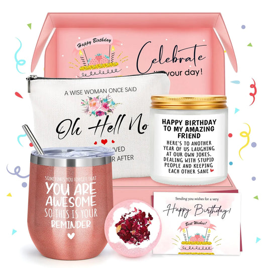Vaso, Vela, Neceser de Maquillaje y Más | Set de Regalo de Amistad para Mejores Amigas