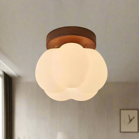 Pumpkin Flush Mount Ceiling Light Modern Round LED Ceiling Lamp