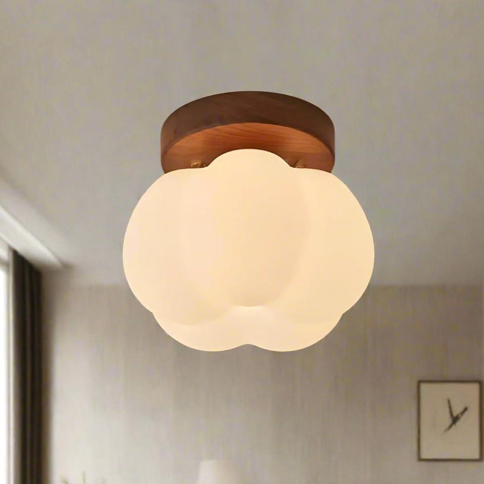Pumpkin Flush Mount Ceiling Light Modern Round LED Ceiling Lamp