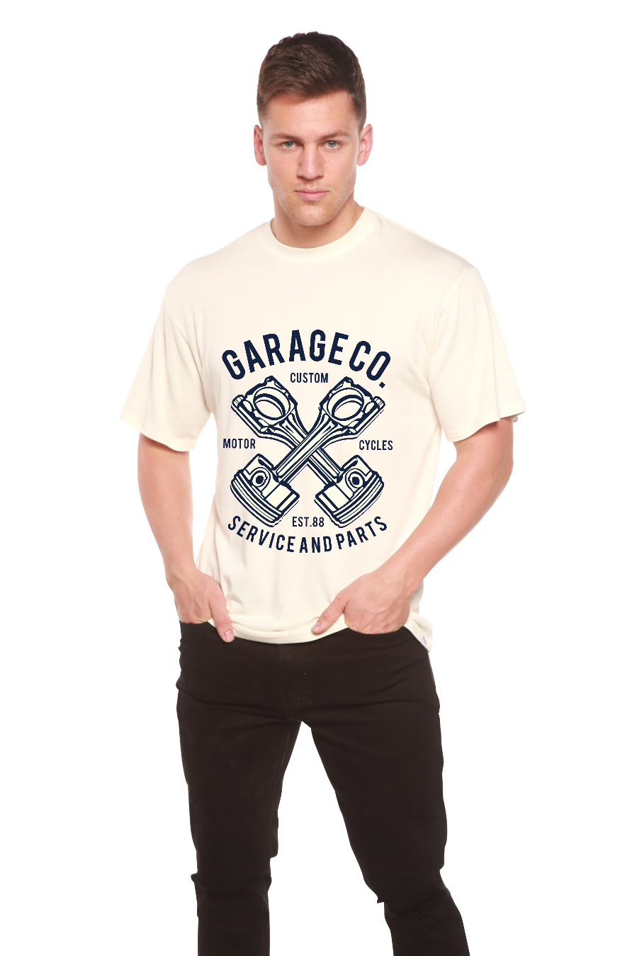 Camiseta Gráfica de Manga Corta para Hombre de Viscosa de Bambú y Algodón Orgánico Garage Co