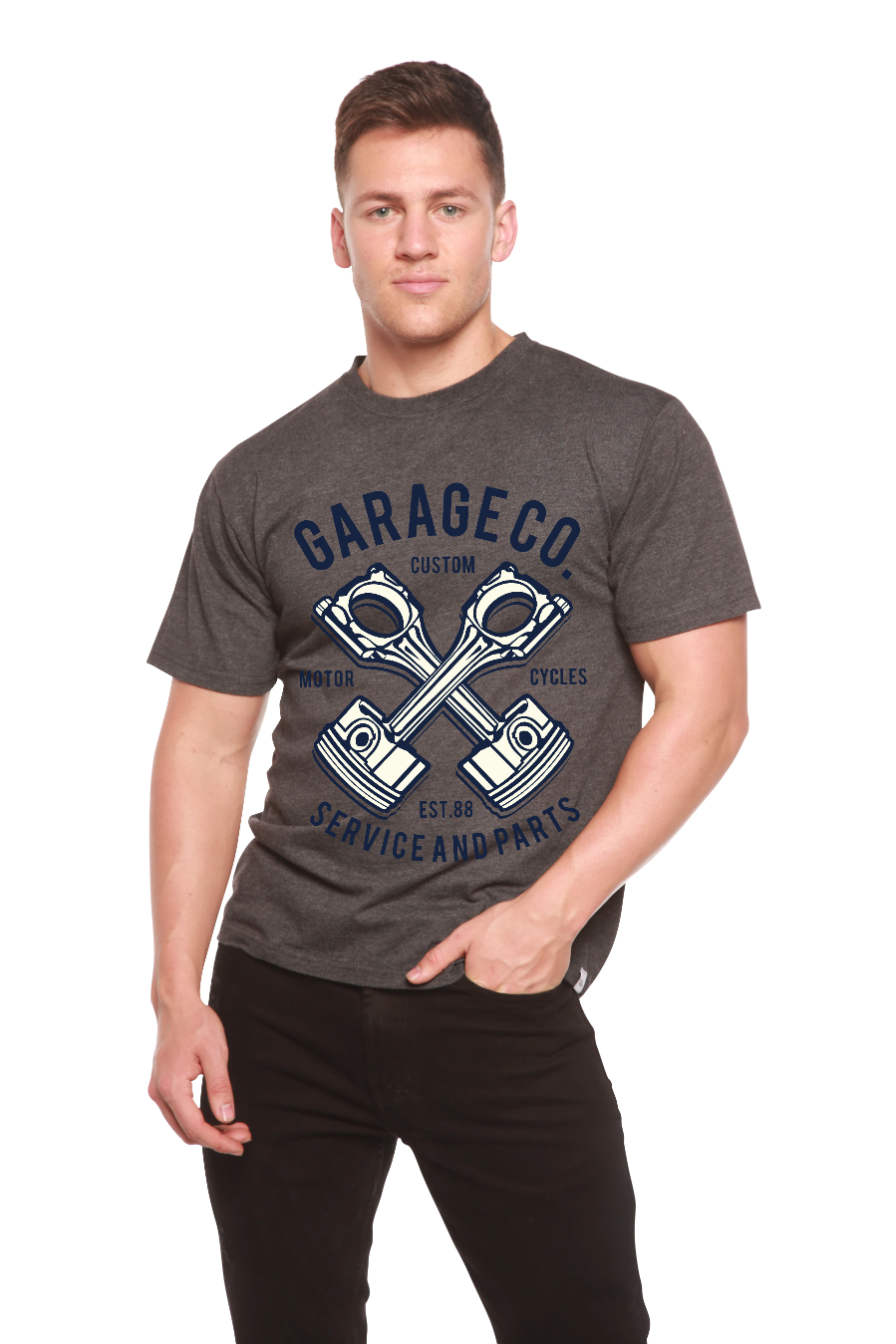 Camiseta Gráfica de Manga Corta para Hombre de Viscosa de Bambú y Algodón Orgánico Garage Co