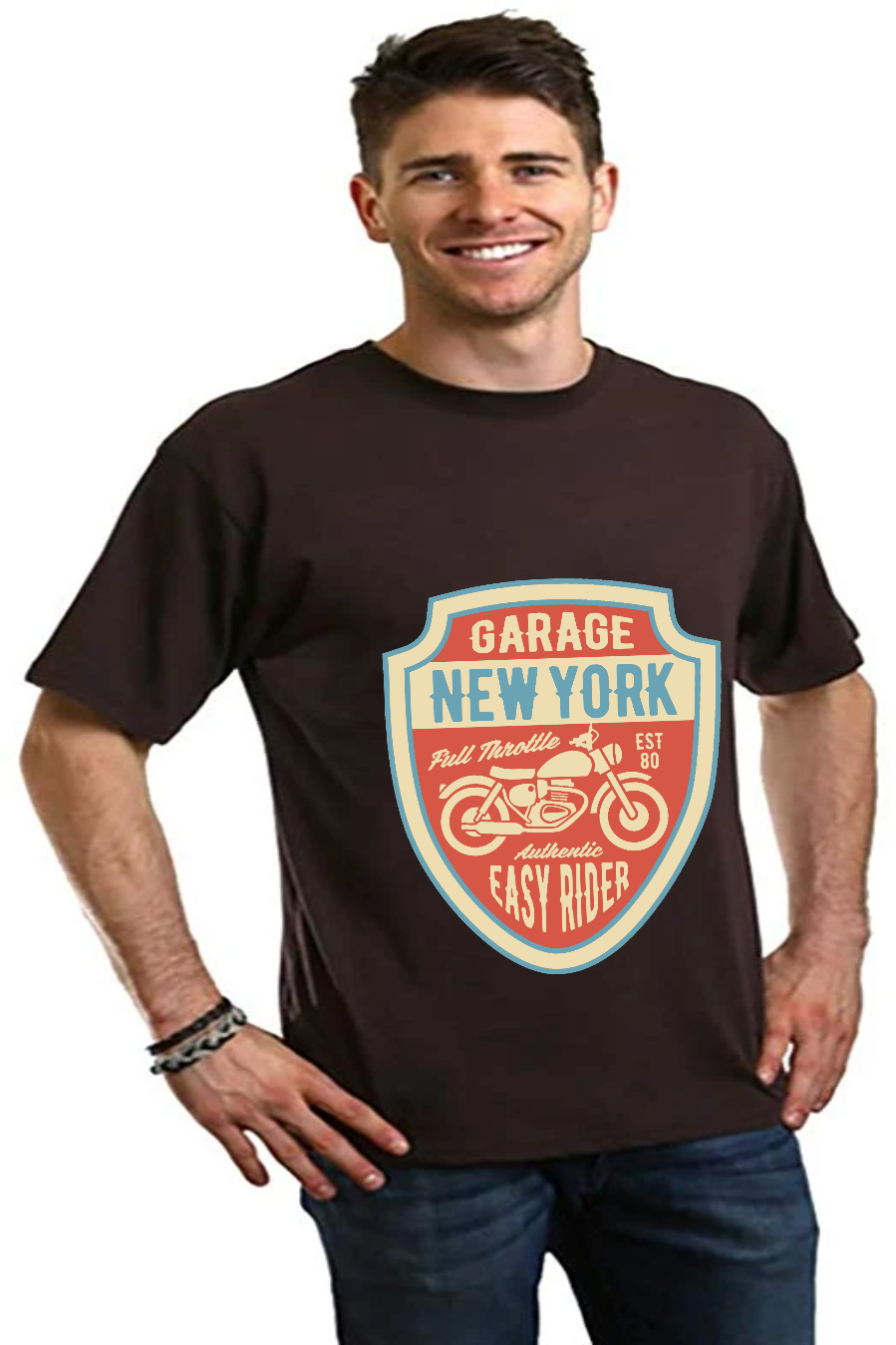 T-shirt à manches courtes avec motif en viscose de bambou/coton biologique pour homme Garage New York