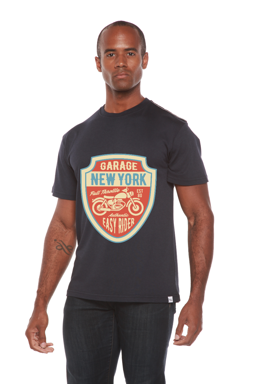 T-shirt à manches courtes avec motif en viscose de bambou/coton biologique pour homme Garage New York