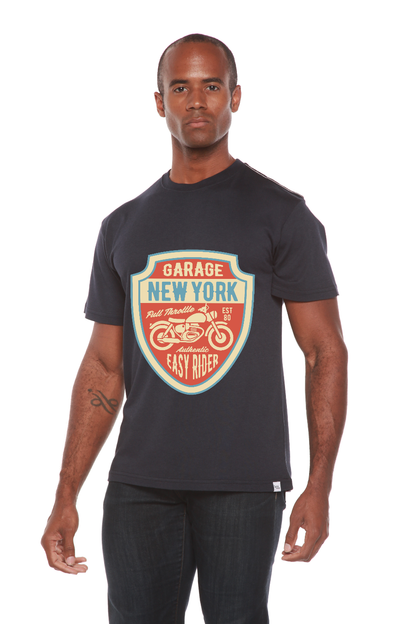 T-shirt à manches courtes avec motif en viscose de bambou/coton biologique pour homme Garage New York
