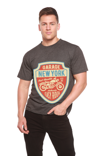 T-shirt à manches courtes avec motif en viscose de bambou/coton biologique pour homme Garage New York