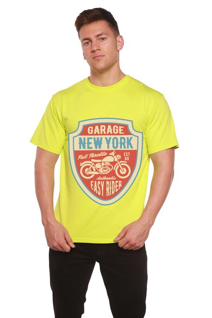 T-shirt à manches courtes avec motif en viscose de bambou/coton biologique pour homme Garage New York
