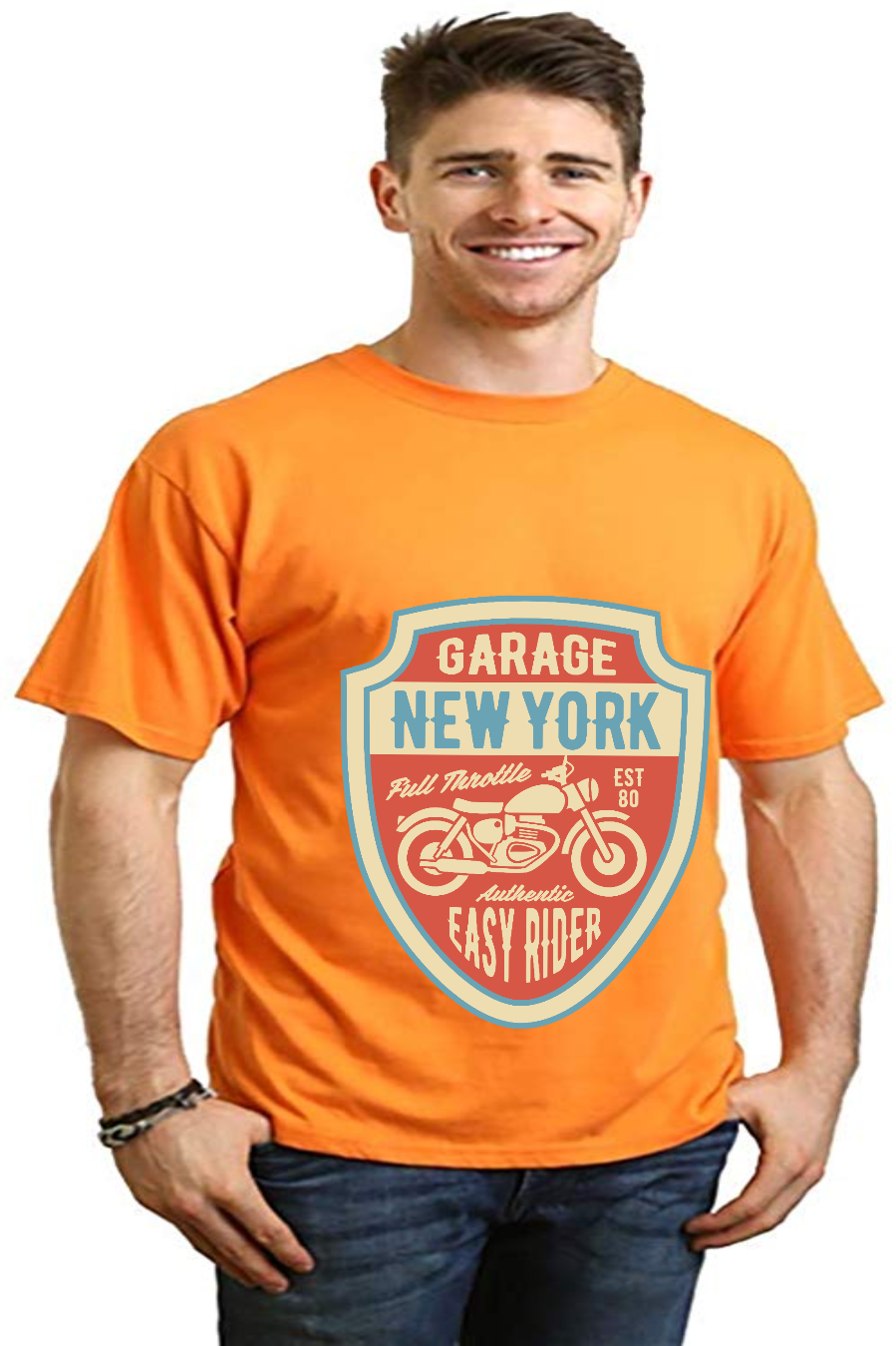 T-shirt à manches courtes avec motif en viscose de bambou/coton biologique pour homme Garage New York