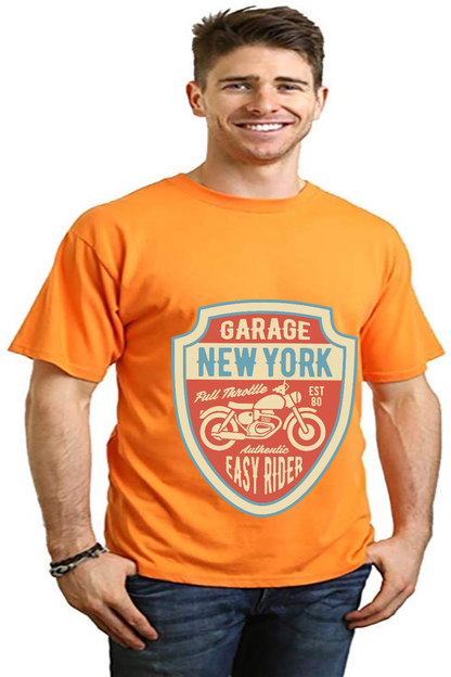 T-shirt à manches courtes avec motif en viscose de bambou/coton biologique pour homme Garage New York