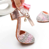 Girls High Heel Summer Rhinestone Sparkling Sandals
