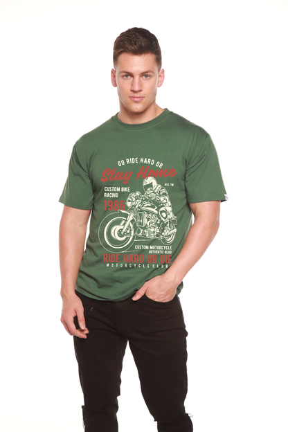 T-shirt graphique à manches courtes pour homme en viscose de bambou et coton biologique Go Ride Hard