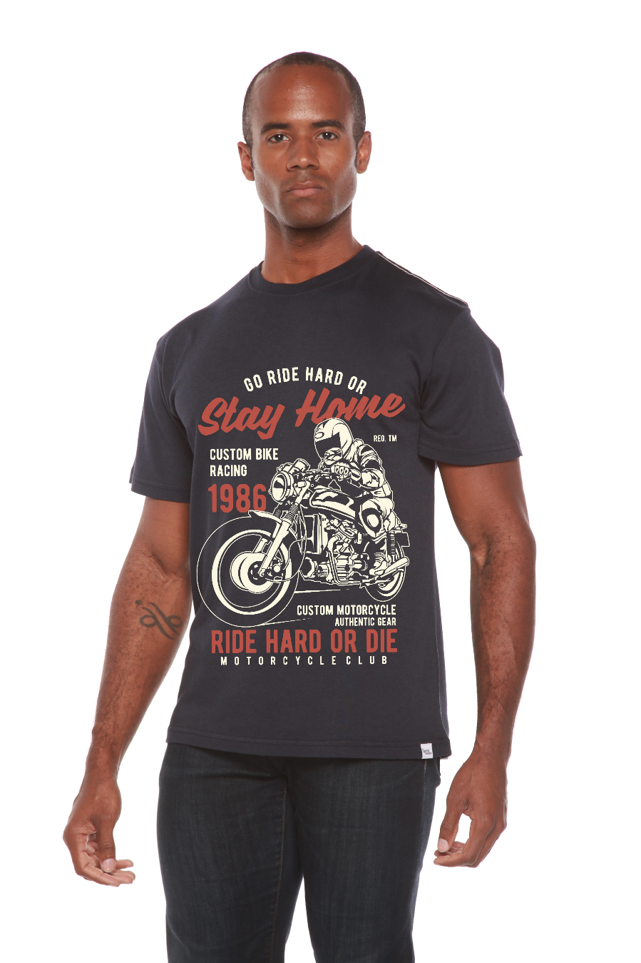 T-shirt graphique à manches courtes pour homme en viscose de bambou et coton biologique Go Ride Hard
