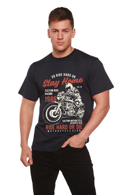 T-shirt graphique à manches courtes pour homme en viscose de bambou et coton biologique Go Ride Hard