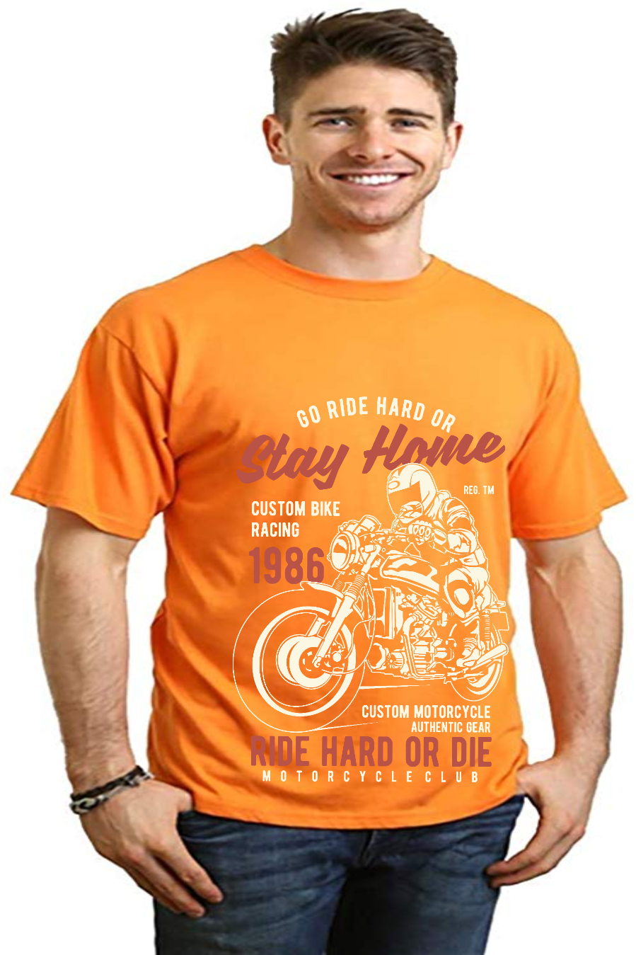 T-shirt graphique à manches courtes pour homme en viscose de bambou et coton biologique Go Ride Hard