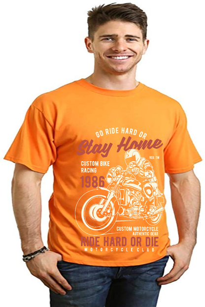 T-shirt graphique à manches courtes pour homme en viscose de bambou et coton biologique Go Ride Hard