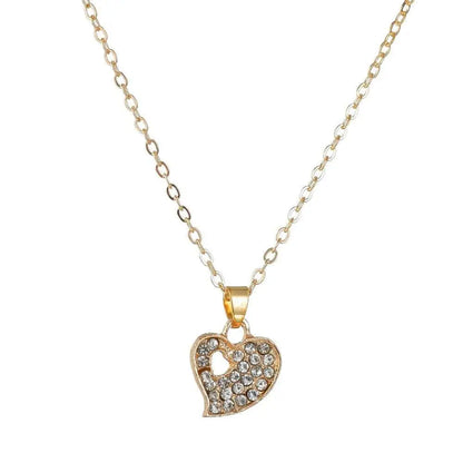 Gold Rhinestone Heart Love Jewelry Set
