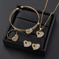 Gold Rhinestone Heart Love Jewelry Set